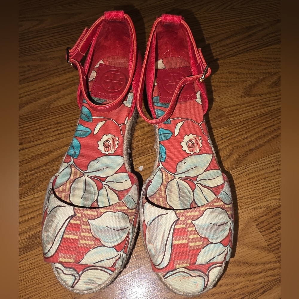 Tory Burch Red Floral Women's Shoes